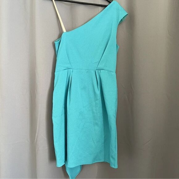 BCBGeneration Dress Stacey Ruffled One Shoulder in Atlantis (Teal) Size 10 - Picture 6 of 9